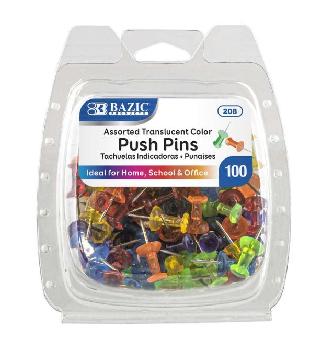 100CT TRANSPARENT PUSH PINS 100CT