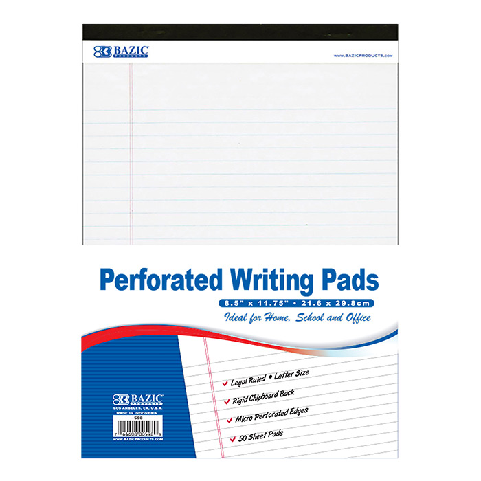 BAZIC 50CT WHITE WRITING PAD