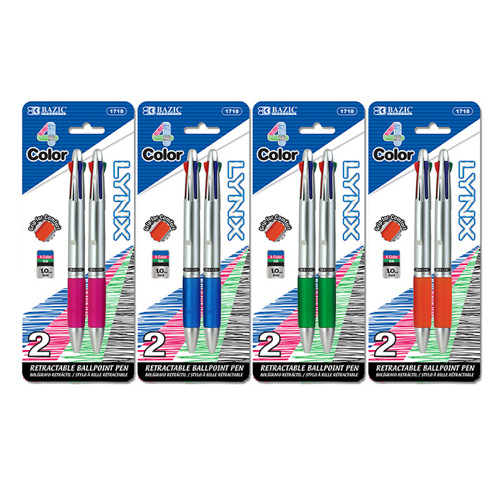 BAZIC 2PK 4 COLOR CUSHION PENS