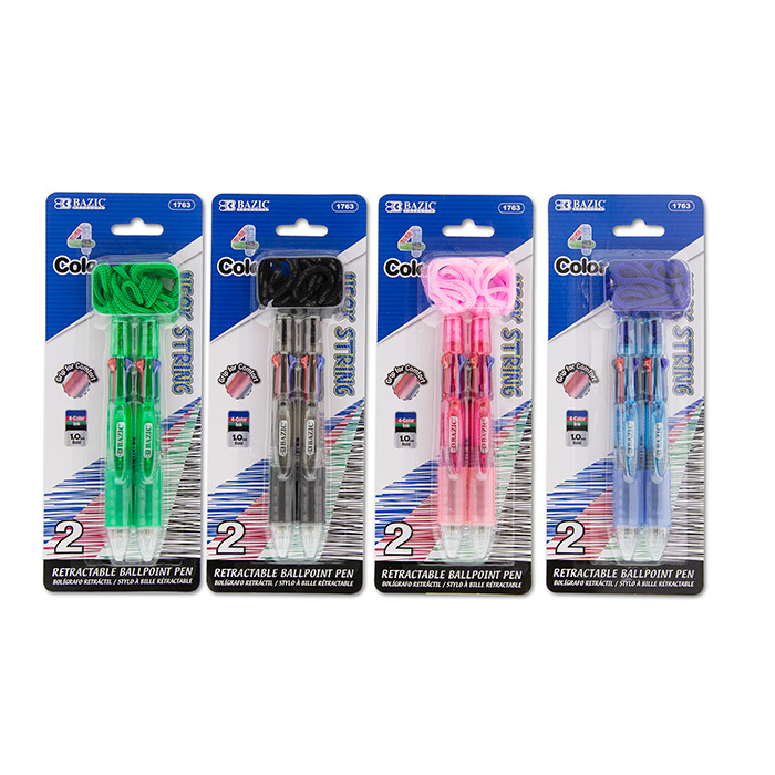 BAZIC 2PK 4COLOR NECK PENS