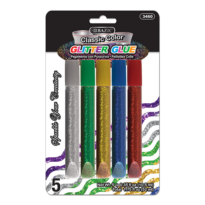 BAZIC 5PK GLITTER GLUE PEN