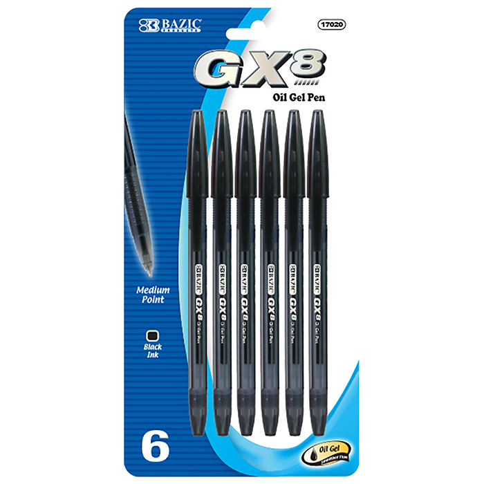 BAZIC GX-8 6PK BLACK GEL PENS