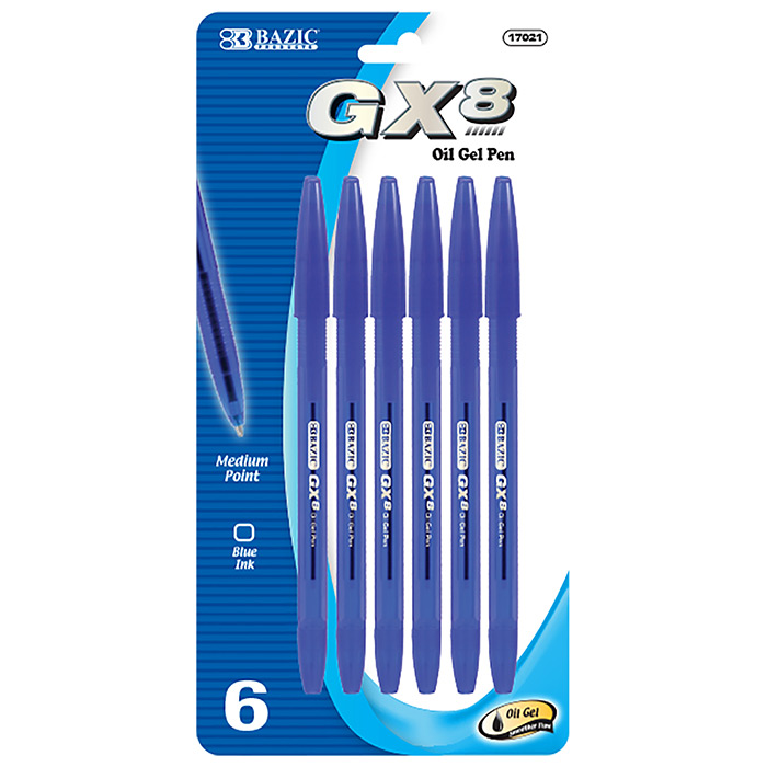 BAZIC GX-8 6PK BLUE GEL PENS