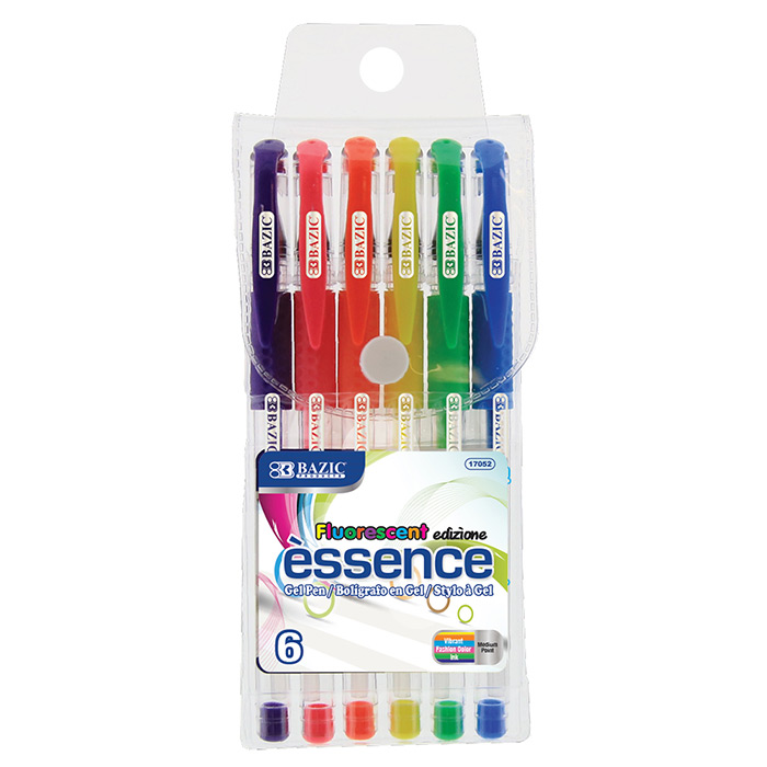 BAZIC 6CT FLUORESCENT GEL PENS