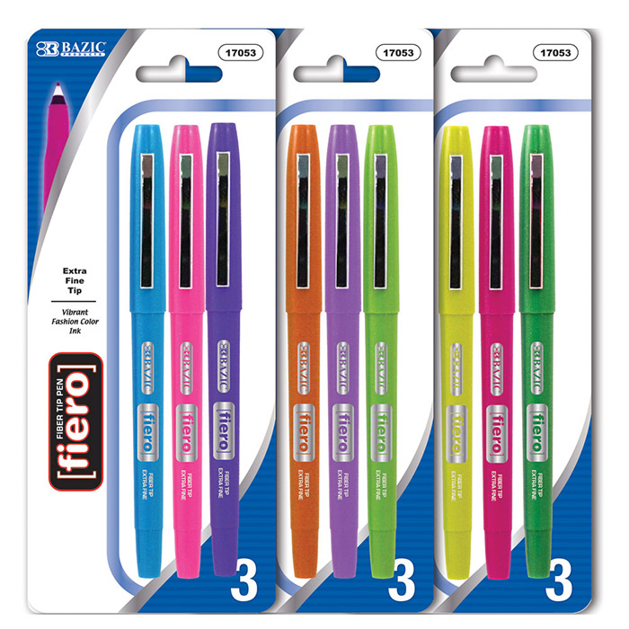 BAZIC 3CT FIBER TIP FINELINER PENS