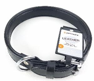 1 INCH X 18 INCH BLACK LEATHER DOG COLLAR