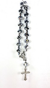 SILVER CRYSTAL POCKET ROSARY