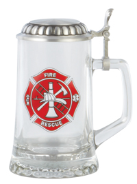 FIRE DEPARTMENT MALTESE CROSS GLASS STEIN