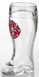 1LITER GLASS FIRE DEPT MALTESE CROSS BOOT MUG