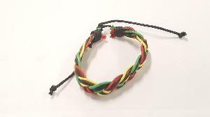 BRACELETS-RASTA BRAIDED LEATHER