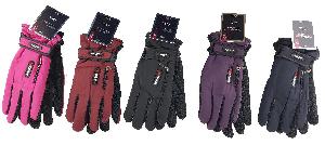 LADIES SKI GLOVES GRIP DOTS - ASST COLORS