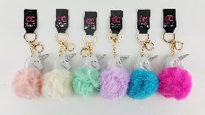 KEYCHAIN FUR BALL UNICORN