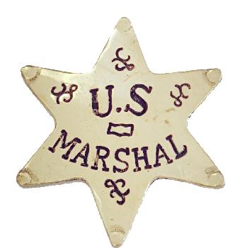 OLD WEST BADGE - BRASS - US MARSHAL