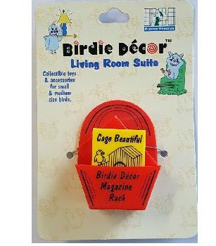 RED MAGAZINE RACK BIRD TOY