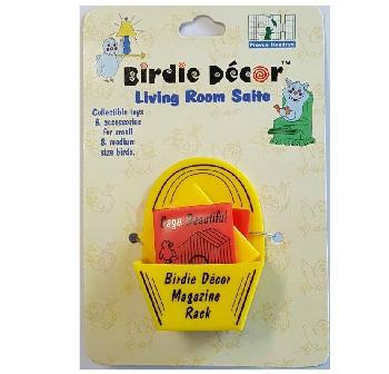 YELLOW MAGAZINE RACK BIRD TOY