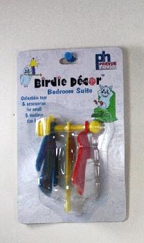 BLUE/RED CLOTHES RACK BIRD TOY