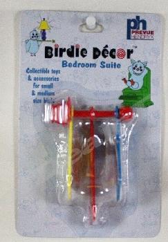 YELLOW/BLUE CLOTHES RACK BIRD TOY