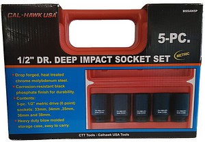 5PC 1/2 INCH  DRIVE CR-MO DEEP IMPACT SOCKET SET