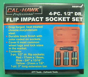 4PC 1/2 INCH  DRIVE FLIP IMPACT SOCKET SET