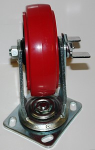 5 INCH POLYURETHANE CASTER WHEEL - SWIVEL W/LOCK