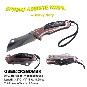 KNIFE - SPRING ASSISTED - ROSE - BLACK INLAY - STRAIGHT BLADE