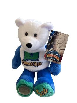 COLLECTIBLE BEAR - 8" - WITH REAL QUARTER - CONNECTICUT - 5TH STATE ISSUED