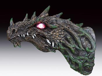 GREEN DRAGON HEAD BUST WITH LED LIGHTS STATUE