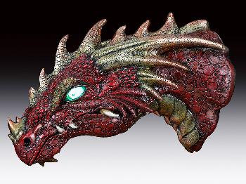 RED DRAGON HEAD BUST WITH LED LIGHTS STATUE