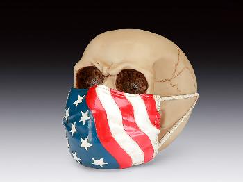 SKULL STATUE WITH USA FLAG MASK