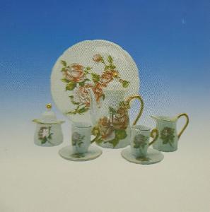 MINIATURE TEA SET ROSE/GOLD