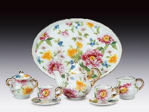 MINIATURE TEA SET CAMELLIAS