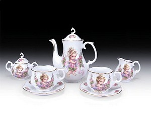 MINIATURE TEA SET CHERUB