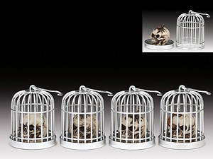 MINIATURES-12 ASST--SKULL BIRD CAGE