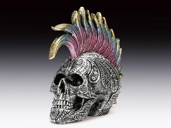 SKULL - SILVER WITH PUNK HAIR