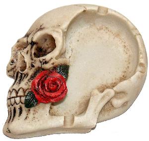 SKULL WITH ROSE ASHTRAY