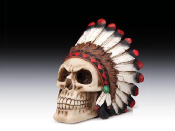 NATIVE AMERICAN CHIEF SKULL STATUE (SMALL)