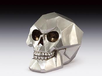 SILVER SKULL GEMSTONE CUT STATUE