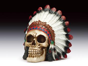 NATIVE AMERICAN CHIEF SKULL STATUE