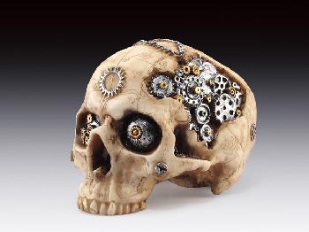 STEAMPUNK SKULL WITH GEARS STATUE