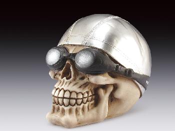 SKULL WITH SWIMMERS GOGGLES STATUE