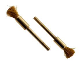 2PC BRASS END BRUSHES - 3/8 DIAMETER - 1/8 SHANK