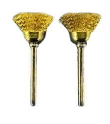 2PC BRASS END BRUSHES - 1/2 DIAMETER - 1/8 SHANK