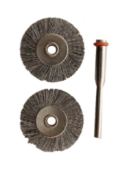 2PC STEEL WIRE BRUSH WITH MANDREL - 7/8 DIAMETER - 1/8 SHANK