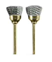 2PC STEEL END BRUSHES - 3/8 DIAMETER - 1/8 SHANK