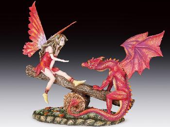 FAIRY AND DRAGON ON SEESAW STATUE