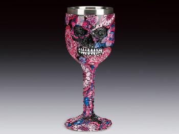 GOBLET WITH FLOWER SKULL DESIGN