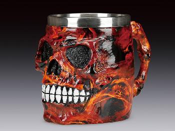 MUG WITH FLAMING SKULL DESIGN