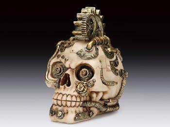 SKULL STATUE WITH STEAMPUNK GEARS