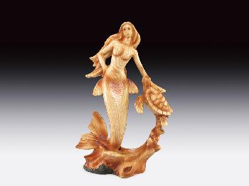 MERMAID W/SEA TURTLE, WOOD-LIKE