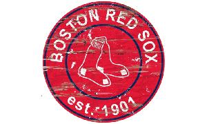 RED SOX LARGE ROUND TEAM HERITAGE LOGO WOODEN SIGN